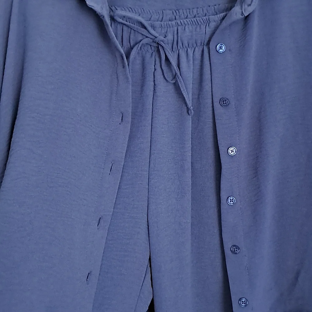 Two-piece Button Down Lavender Pants Set - Picture 9 of 9